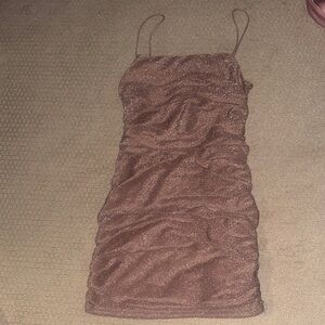 Shimmery Rose Brown Slip Dress with Spaghetti Straps